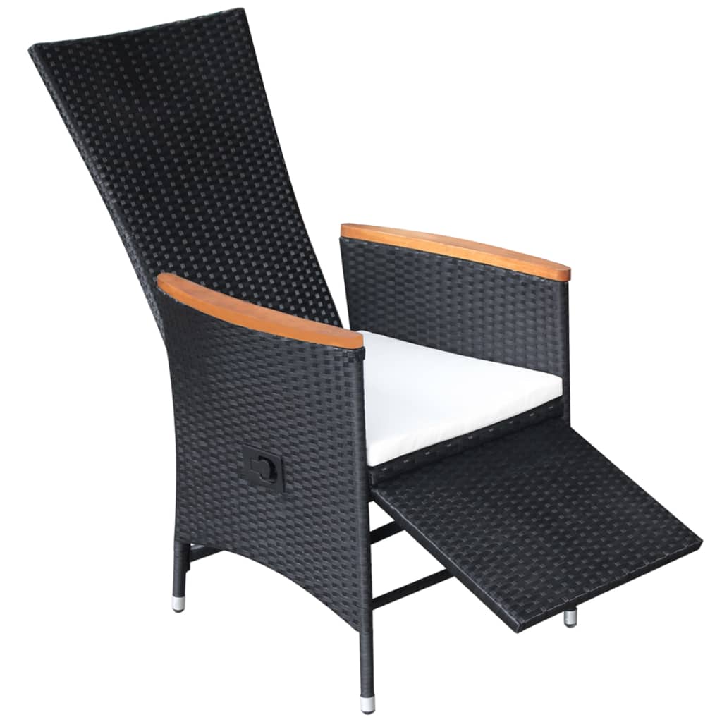 vidaXL 7-tlg. Garten-Essgruppe Poly Rattan Schwarz