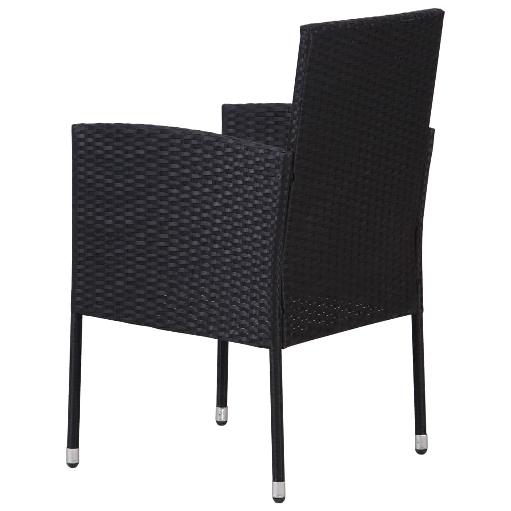 vidaXL 7-tlg. Garten-Essgruppe Poly Rattan Schwarz