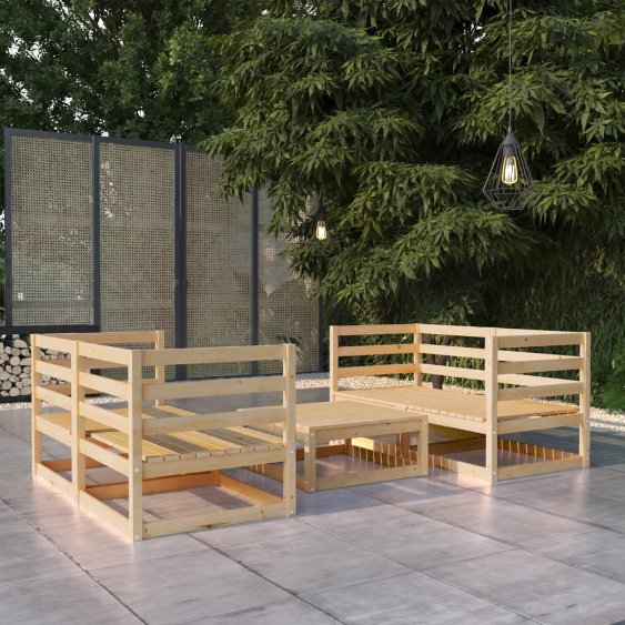 vidaXL 5-tlg. Garten-Lounge-Set Massivholz Kiefer