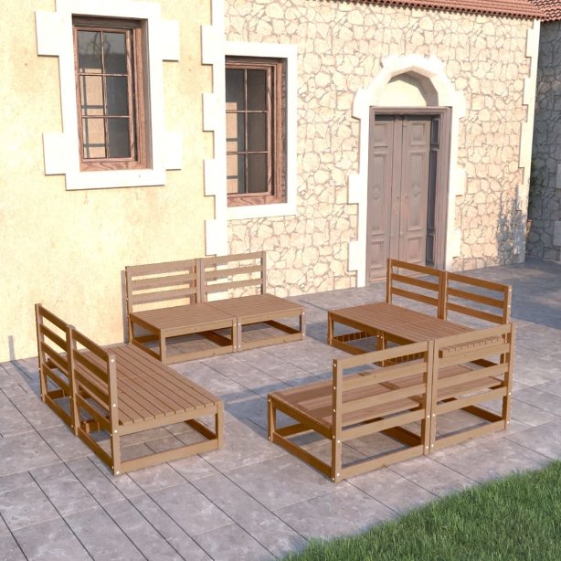 vidaXL 8-tlg. Garten-Lounge-Set Massivholz Kiefer
