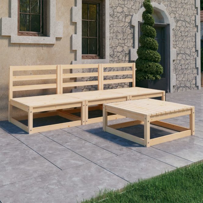 vidaXL 4-tlg. Garten-Lounge-Set Massivholz Kiefer