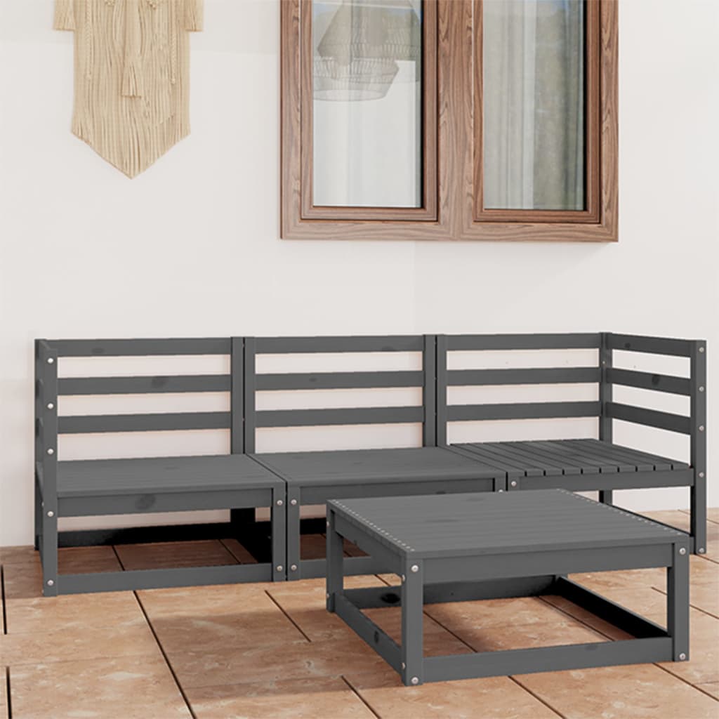 vidaXL 4-tlg. Garten-Lounge-Set Massivholz Kiefer