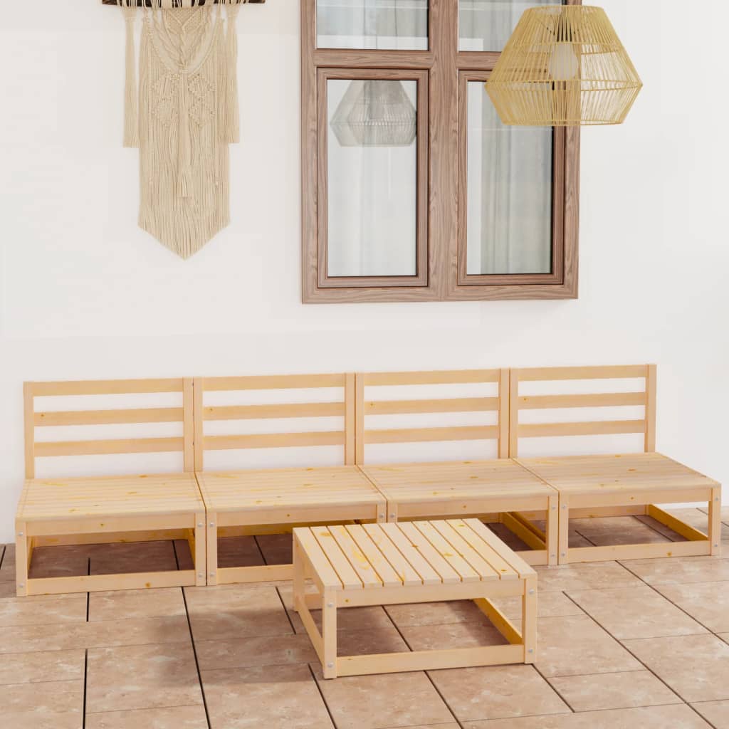 vidaXL 5-tlg. Garten-Lounge-Set Massivholz Kiefer