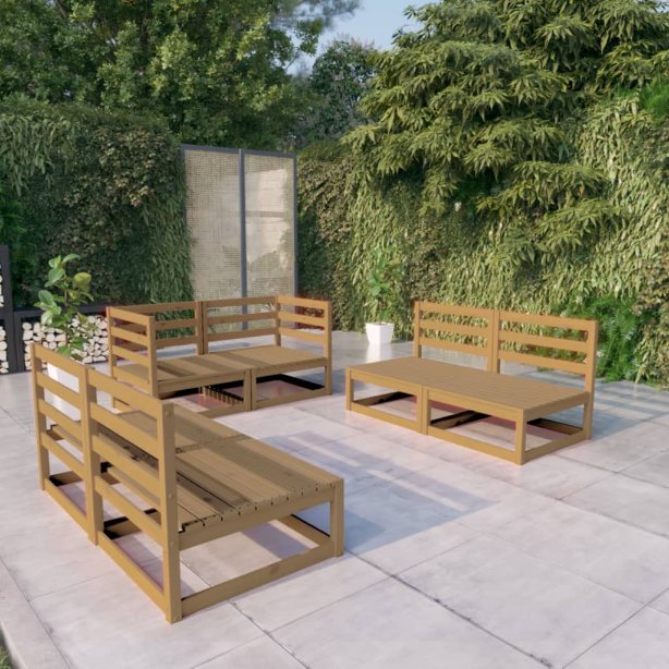 vidaXL 6-tlg. Garten-Lounge-Set Grau Massivholz Kiefer