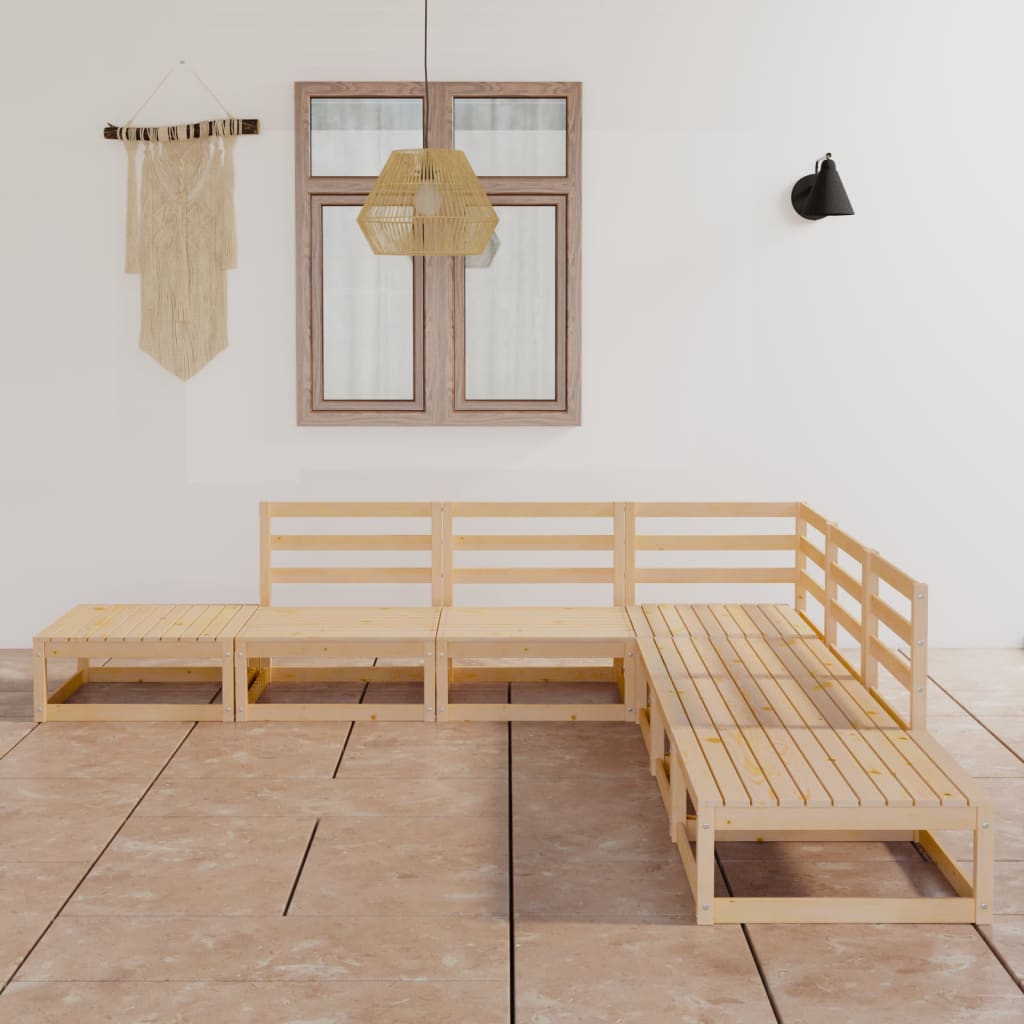 vidaXL 7-tlg. Garten-Lounge-Set Massivholz Kiefer
