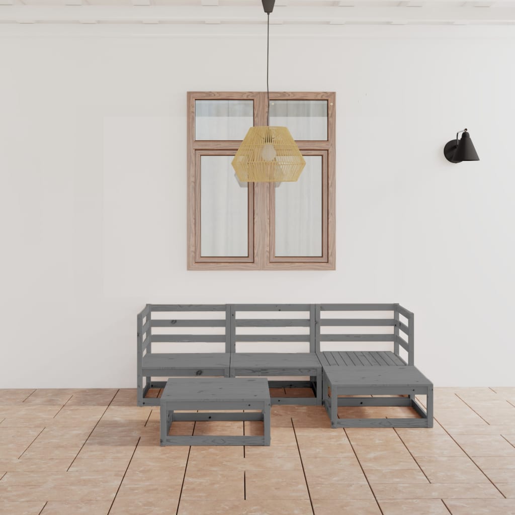 5-tlg. Garten-Lounge-Set Massivholz Kiefer