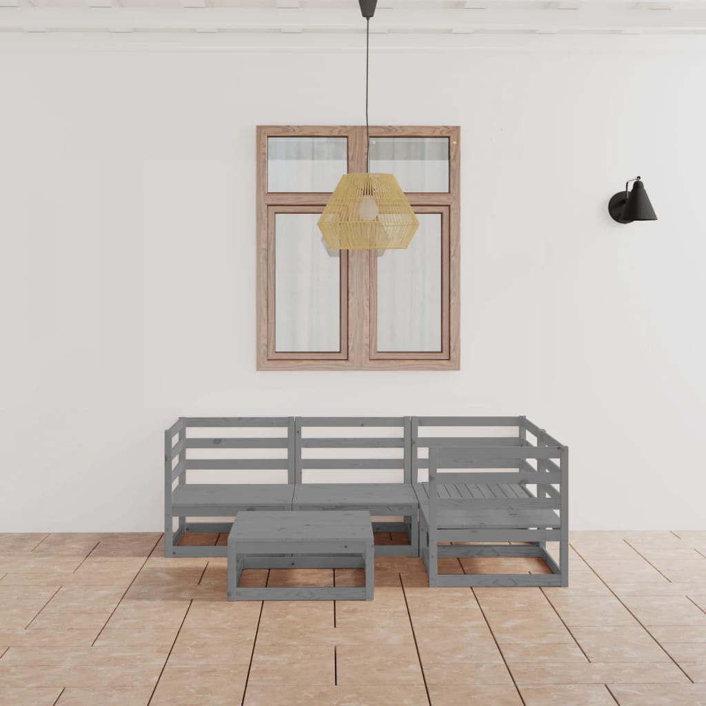 5-tlg. Garten-Lounge-Set Massivholz Kiefer