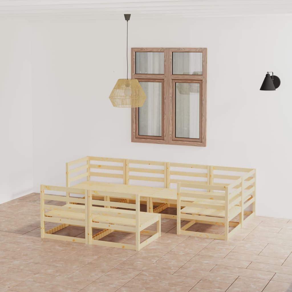 vidaXL 7-tlg. Garten-Lounge-Set Massivholz Kiefer