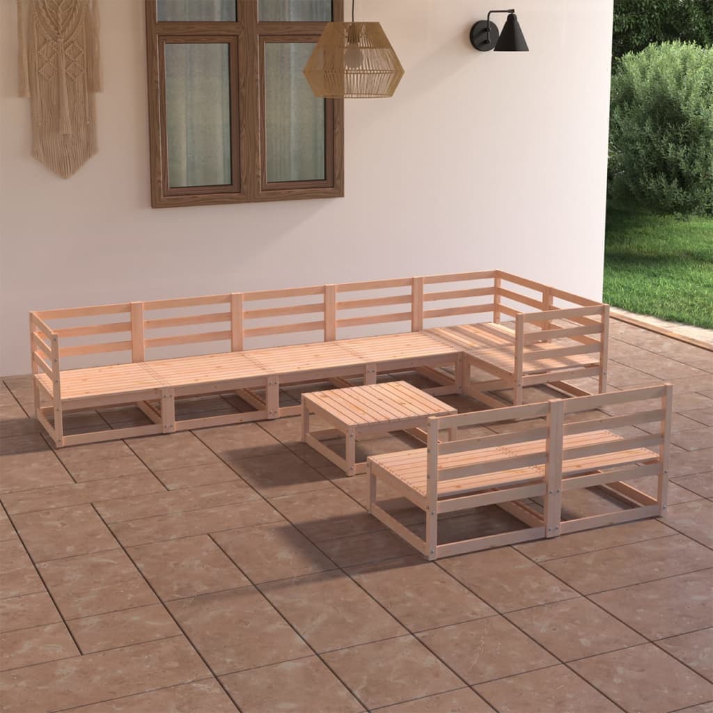 vidaXL 9-tlg. Garten-Lounge-Set Massivholz Kiefer