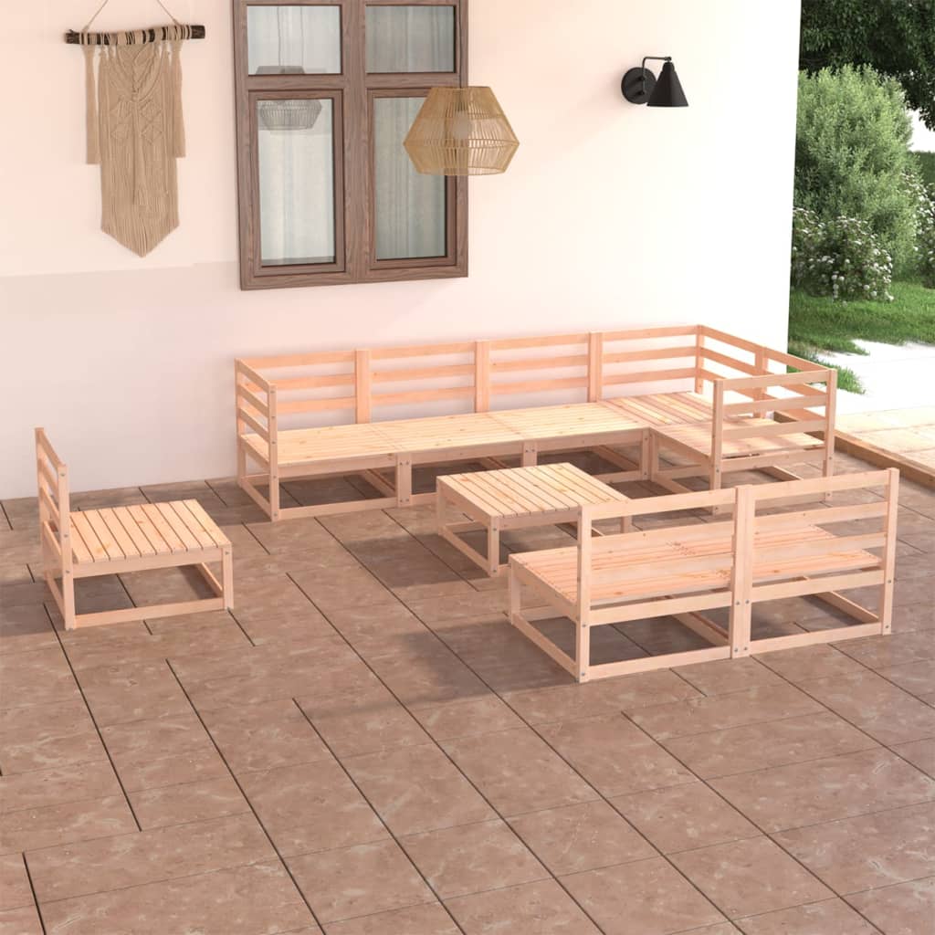 vidaXL 9-tlg. Garten-Lounge-Set Massivholz Kiefer
