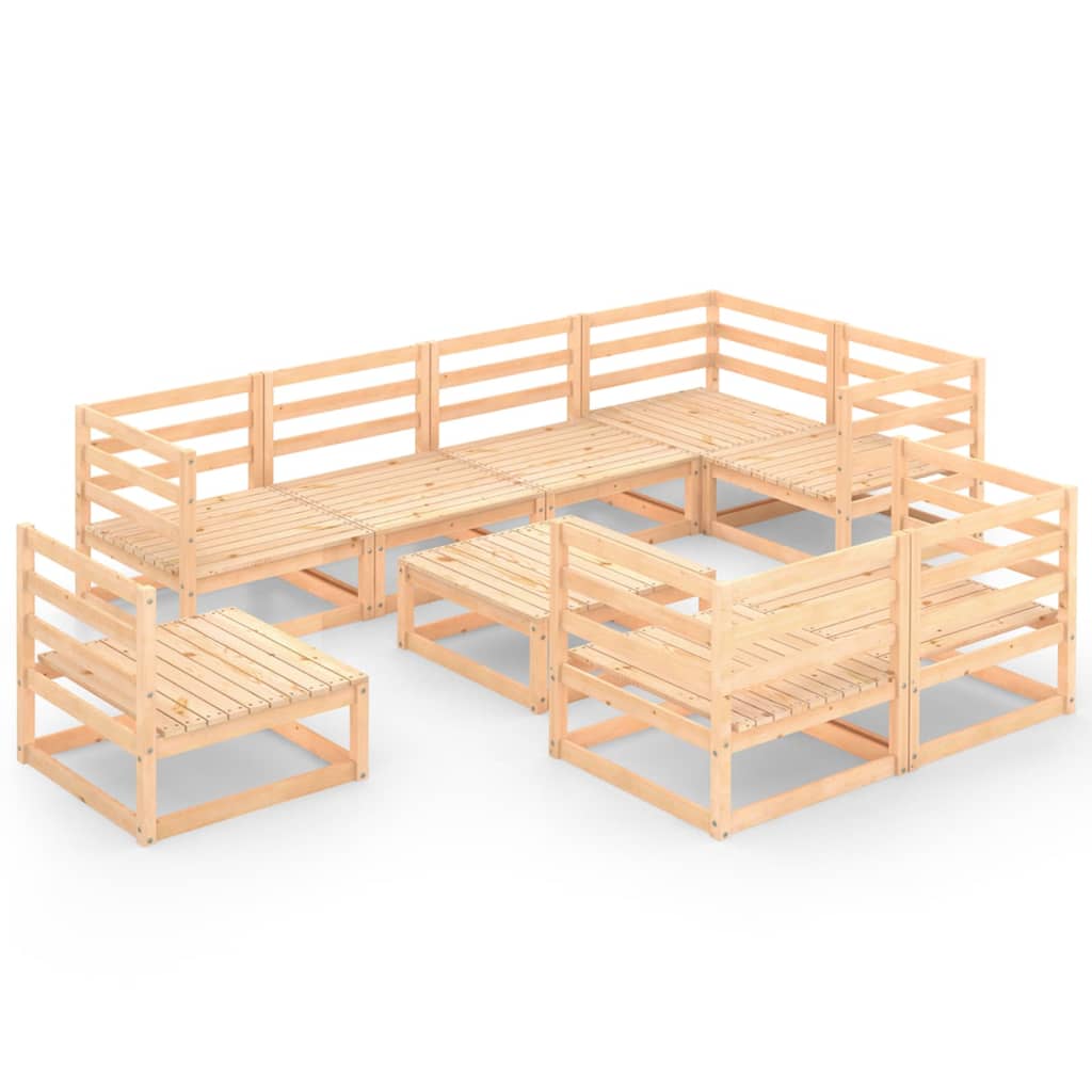 vidaXL 9-tlg. Garten-Lounge-Set Massivholz Kiefer