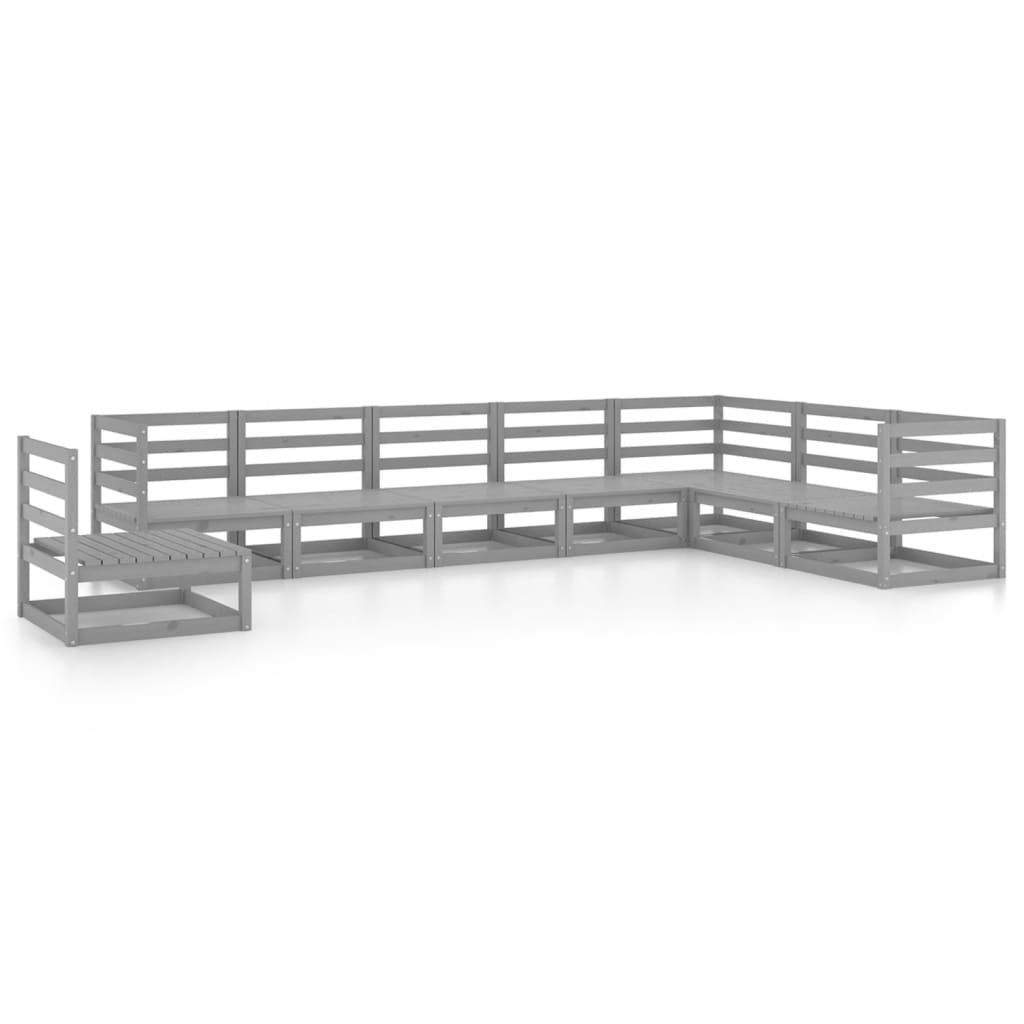 vidaXL 8-tlg. Garten-Lounge-Set Grau Kiefer Massivholz