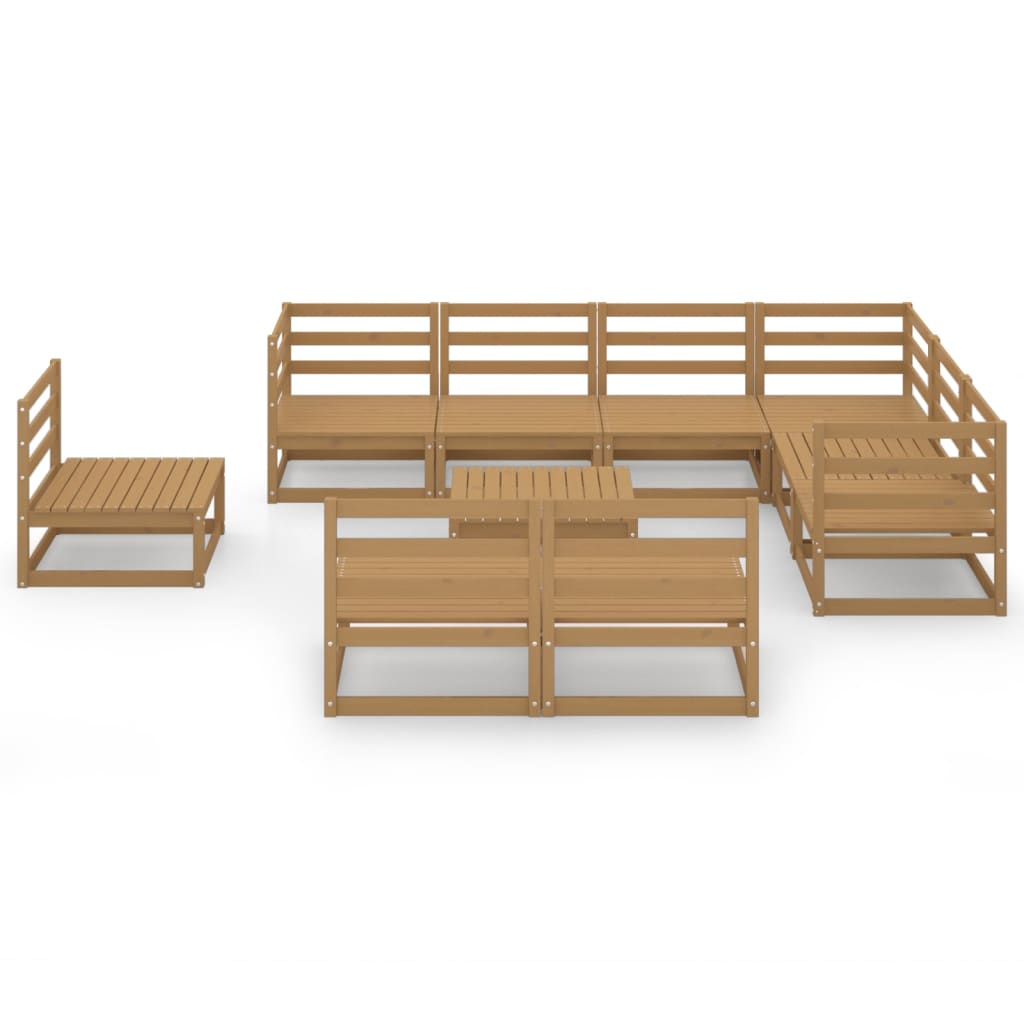 vidaXL 10-tlg. Garten-Lounge-Set Honigbraun Massivholz Kiefer