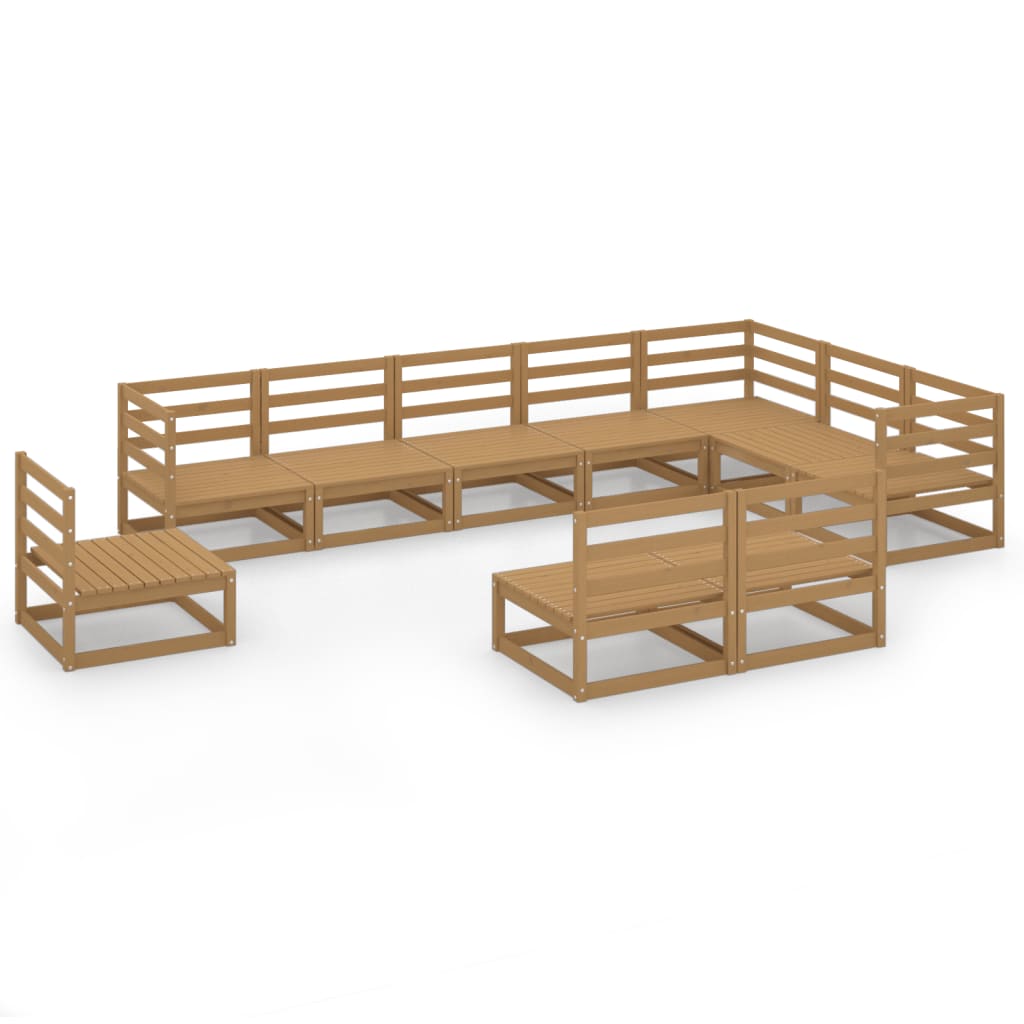 vidaXL 10-tlg. Garten-Lounge-Set Honigbraun Massivholz Kiefer