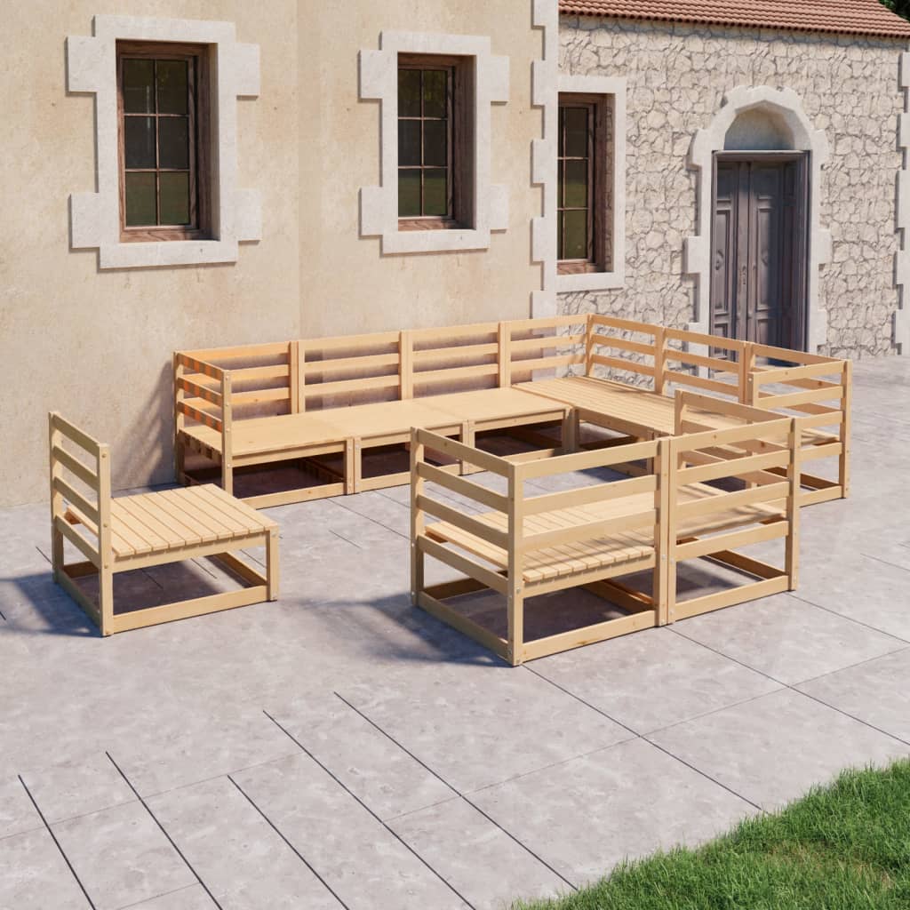 vidaXL 9-tlg. Garten-Lounge-Set Massivholz Kiefer