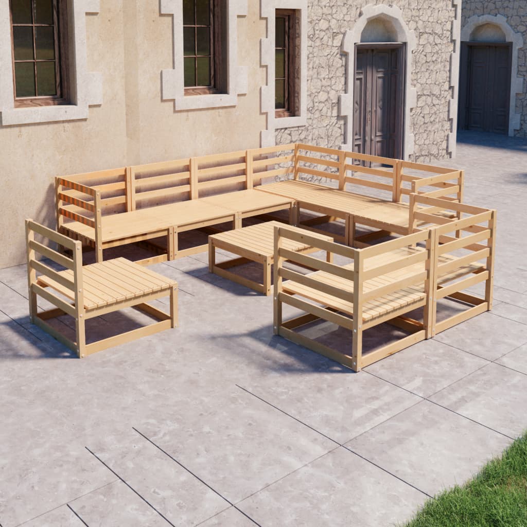 vidaXL 10-tlg. Garten-Lounge-Set Massivholz Kiefer