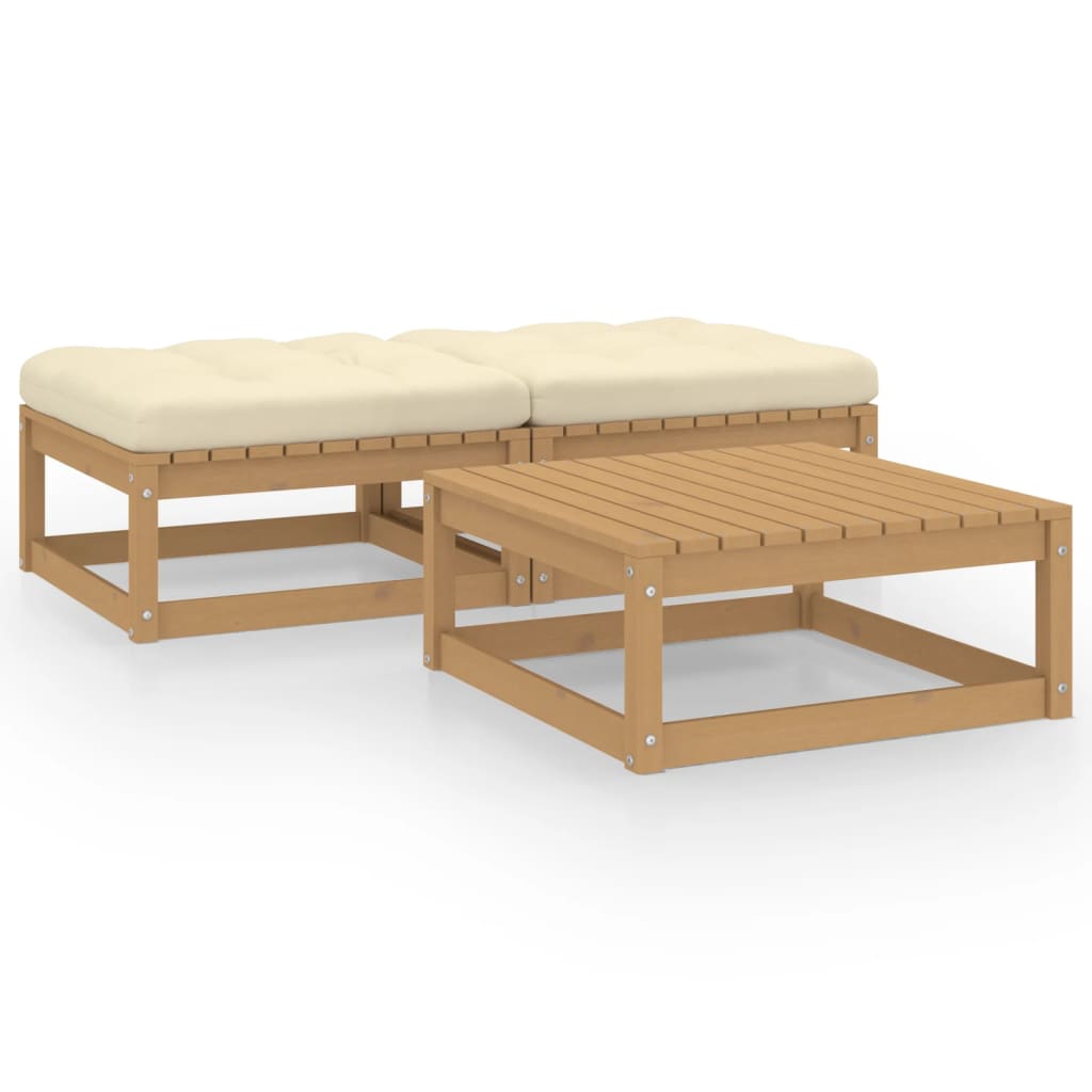 3-tlg. Garten-Lounge-Set mit Kissen Kiefer Massivholz