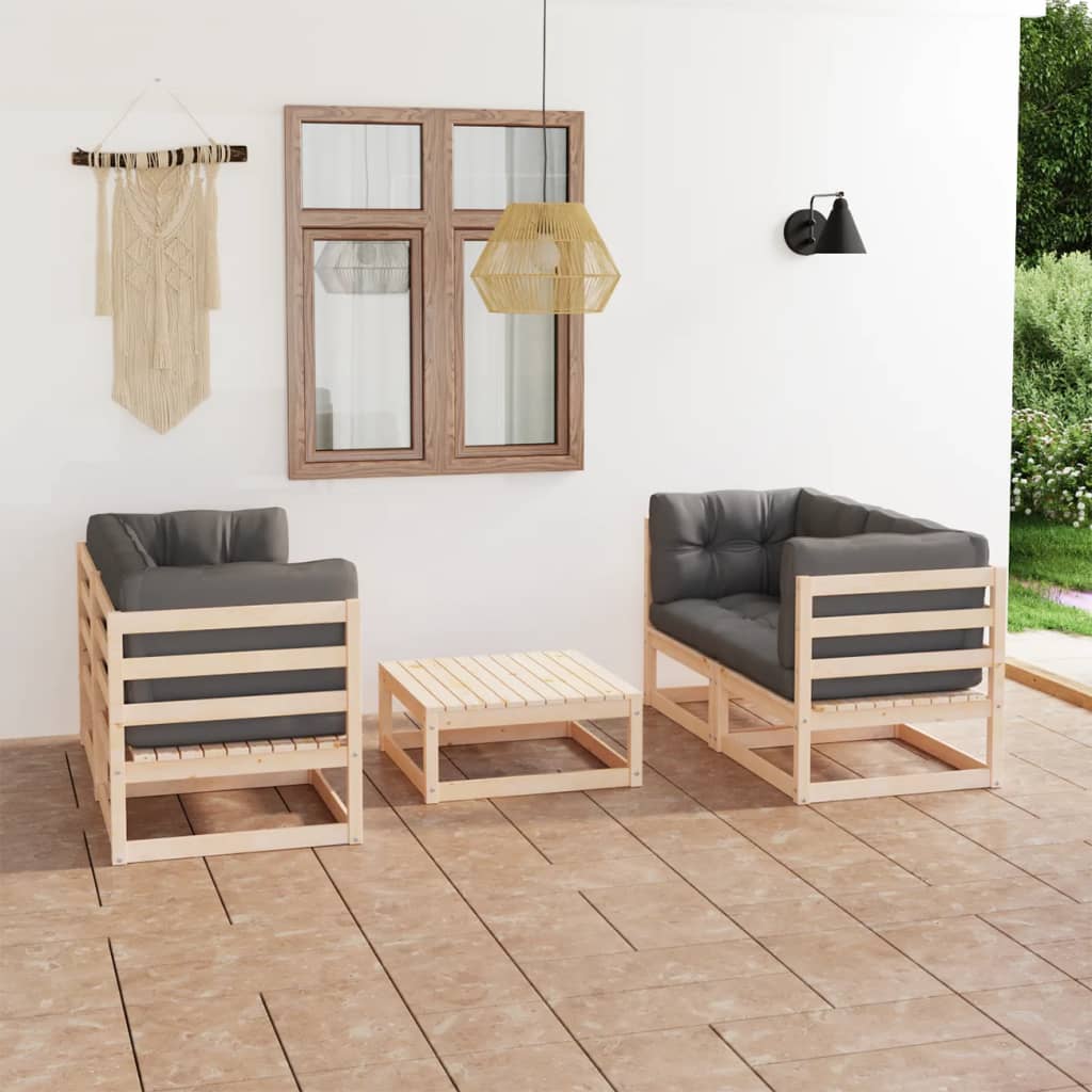 vidaXL 5-tlg. Garten-Lounge-Set Massivholz Kiefer