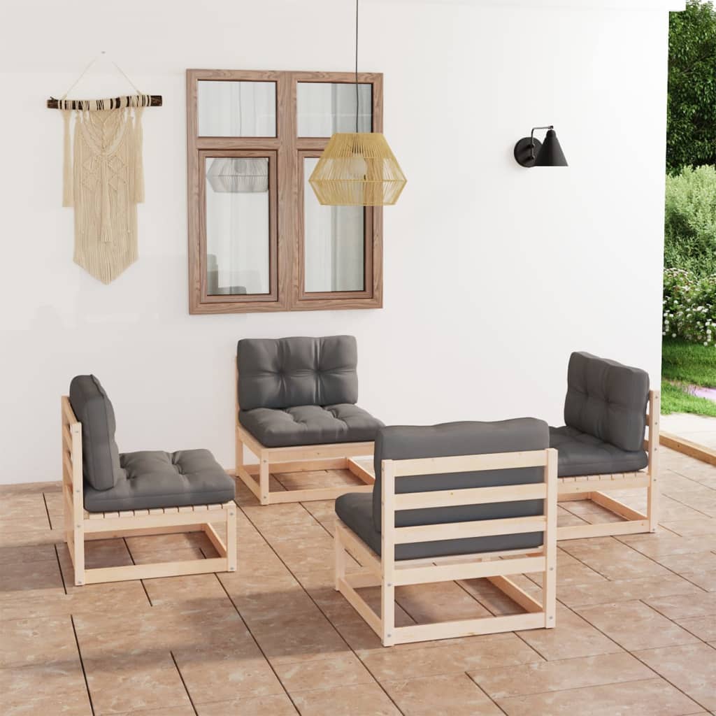 vidaXL 4-tlg. Garten-Lounge-Set Massivholz Kiefer