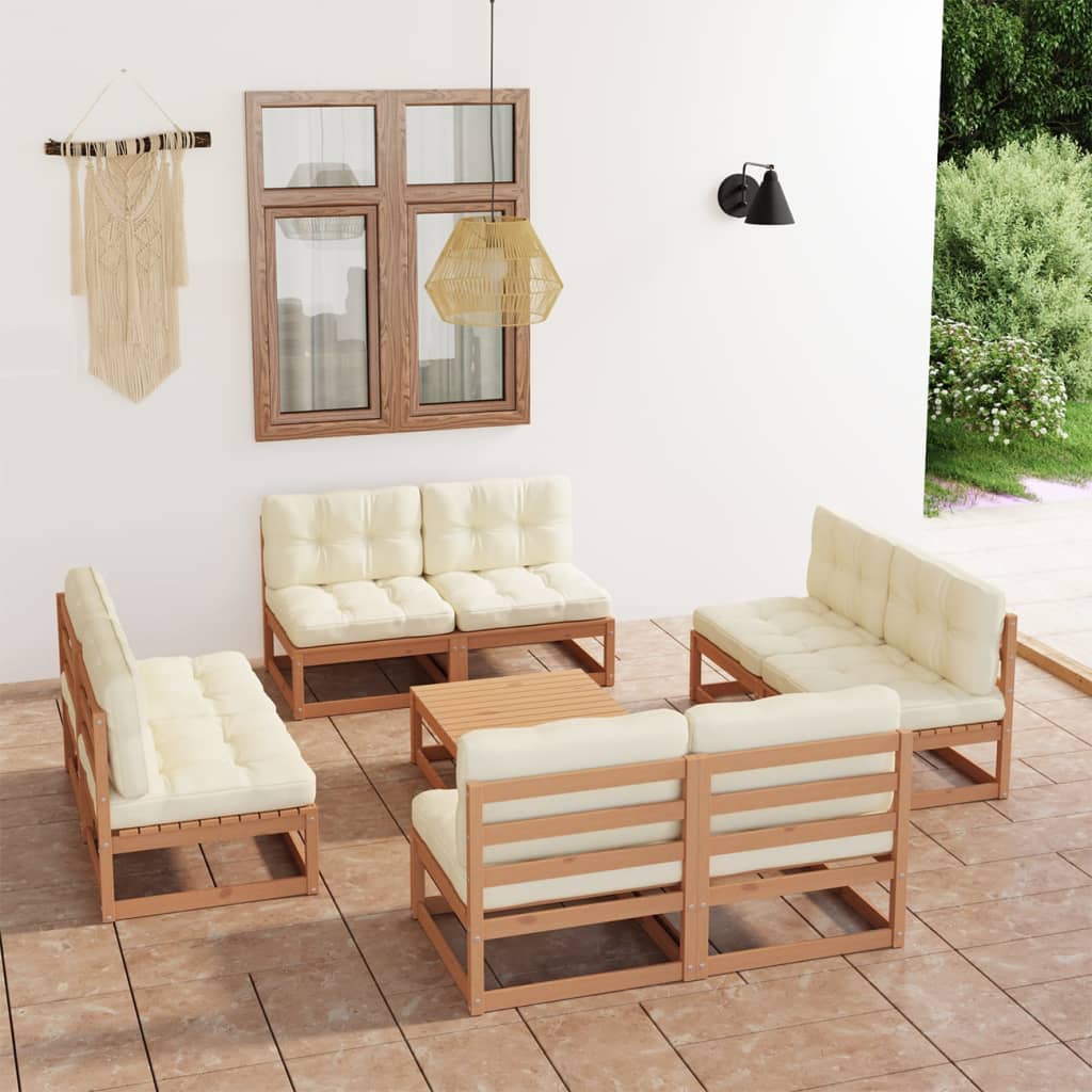 vidaXL 9-tlg. Garten-Lounge-Set Massivholz Kiefer