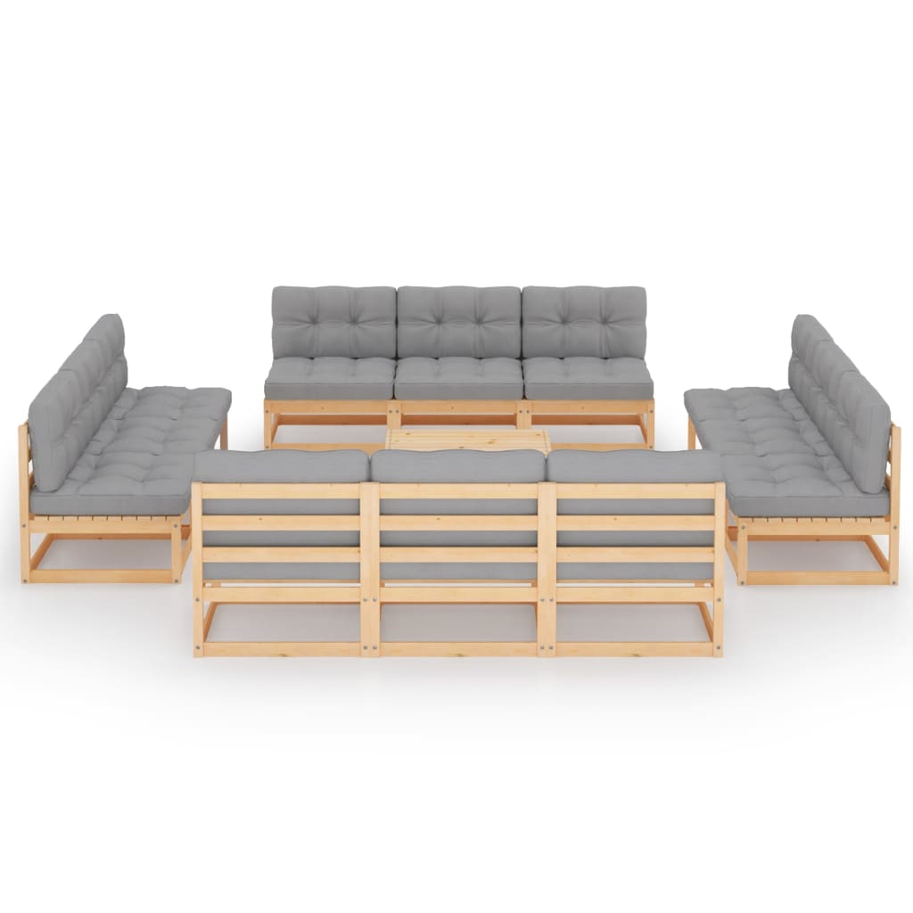 vidaXL 13-tlg. Garten-Lounge-Set Massivholz Kiefer