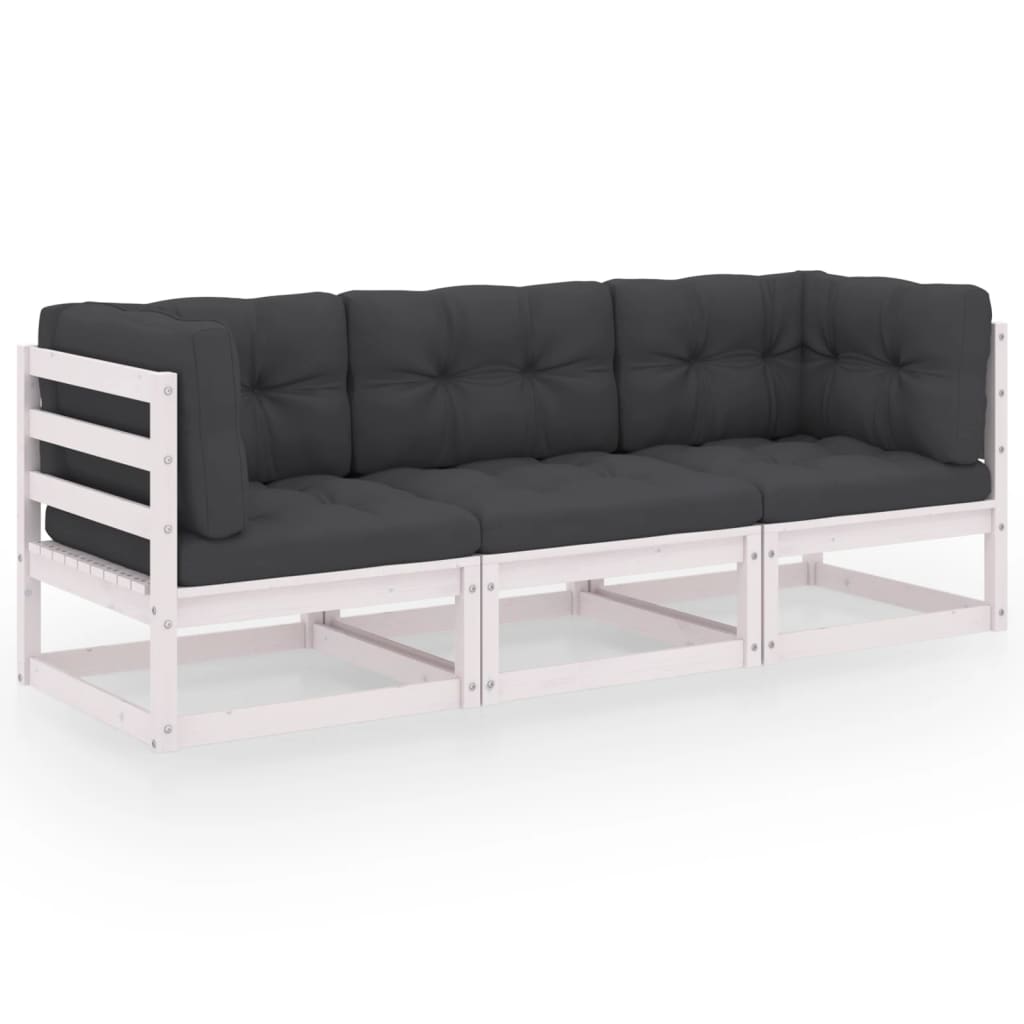 vidaXL Outdoor-Sofa 3-Sitzer Massivholz Kiefer