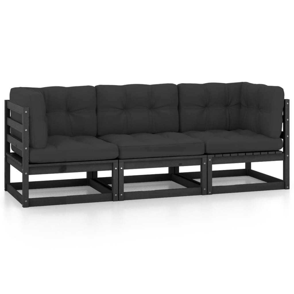 vidaXL Outdoor-Sofa 3-Sitzer Massivholz Kiefer