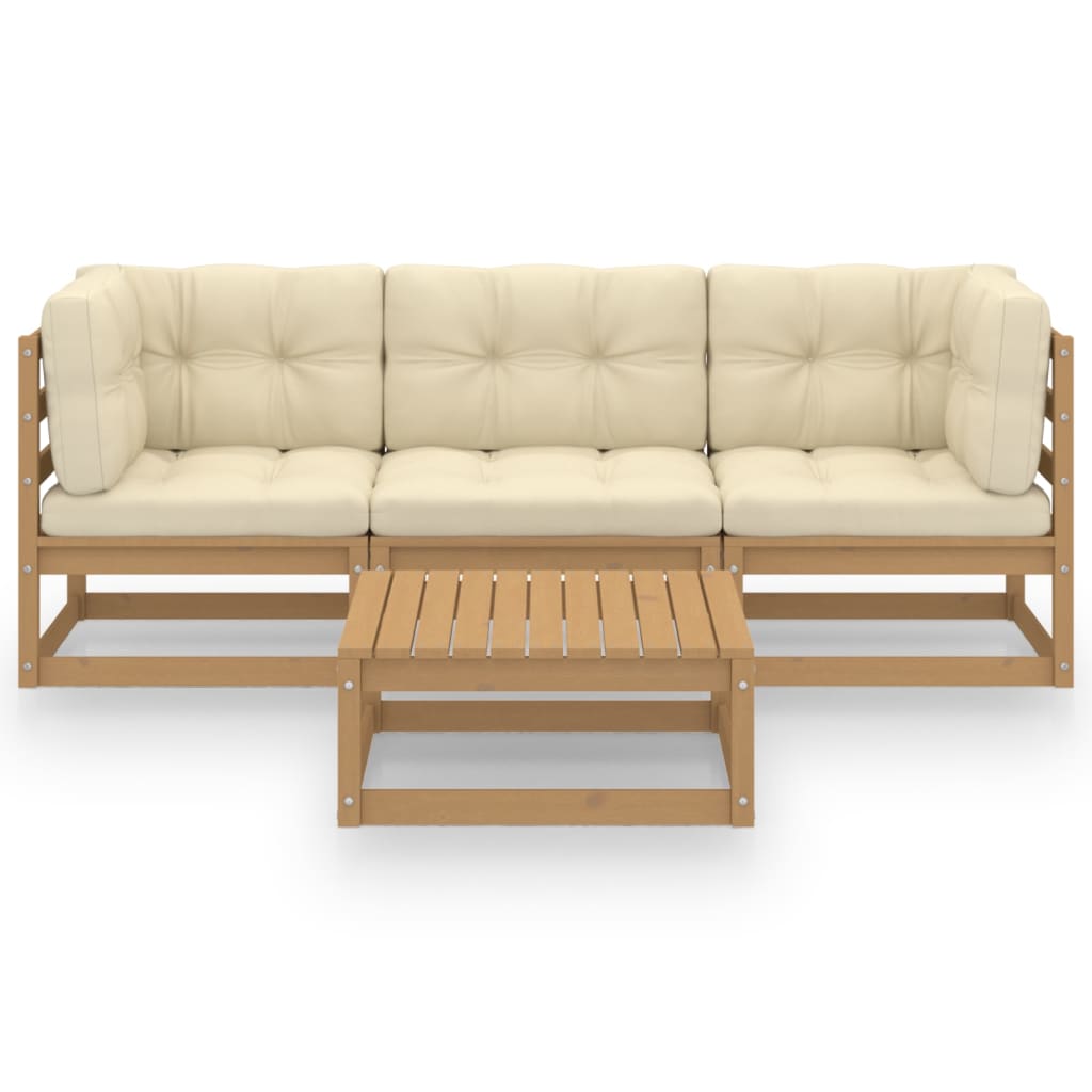 vidaXL 4-tlg. Garten-Lounge-Set Massivholz Kiefer