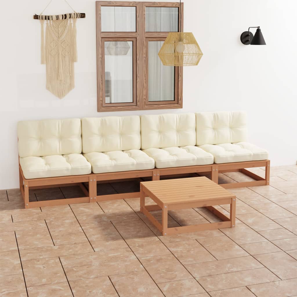 vidaXL 5-tlg. Garten-Lounge-Set Massivholz Kiefer