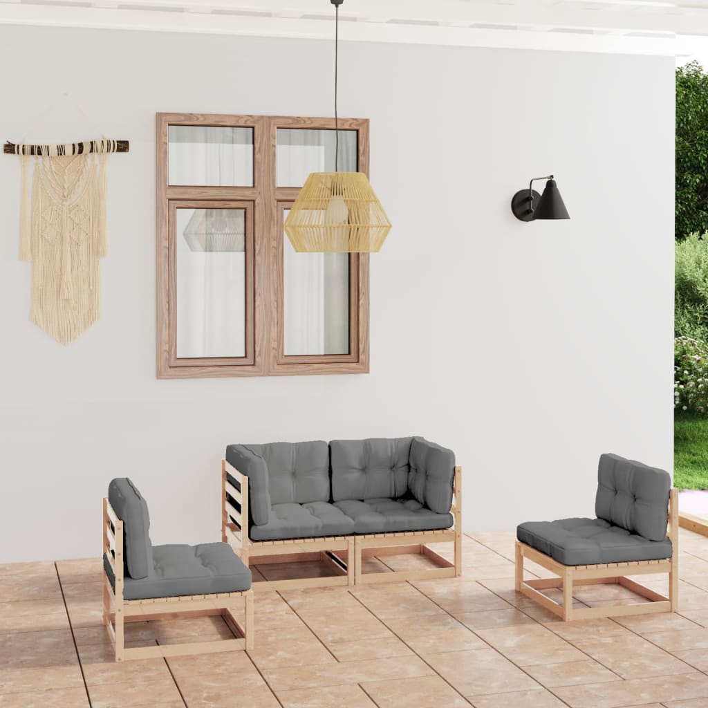 vidaXL 4-tlg. Garten-Lounge-Set Massivholz Kiefer