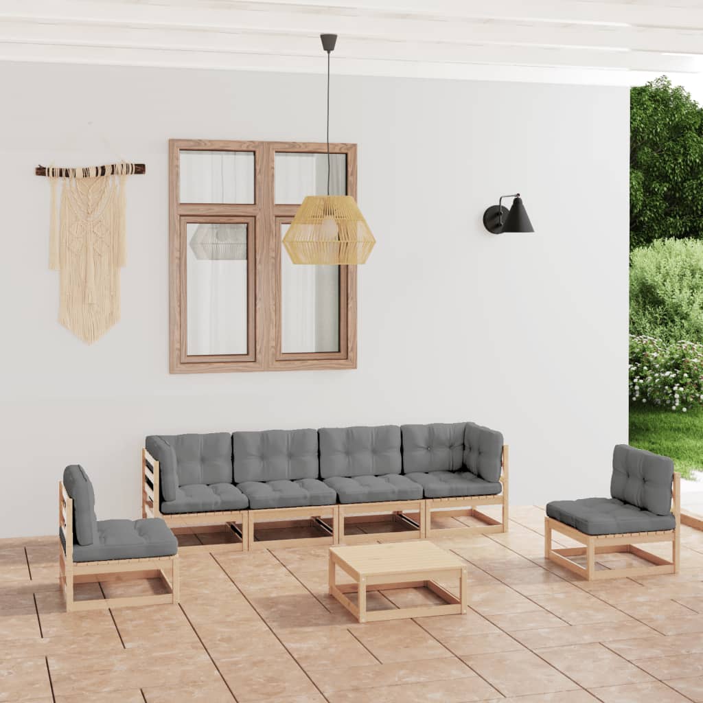 vidaXL 7-tlg. Garten-Lounge-Set Honigbraun Massivholz Kiefer