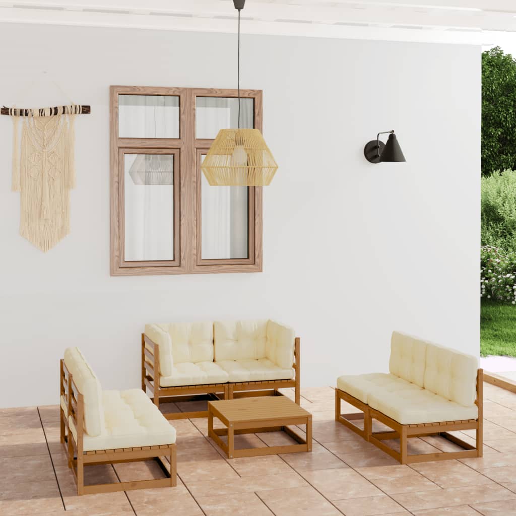 vidaXL 7-tlg. Garten-Lounge-Set Honigbraun Massivholz Kiefer