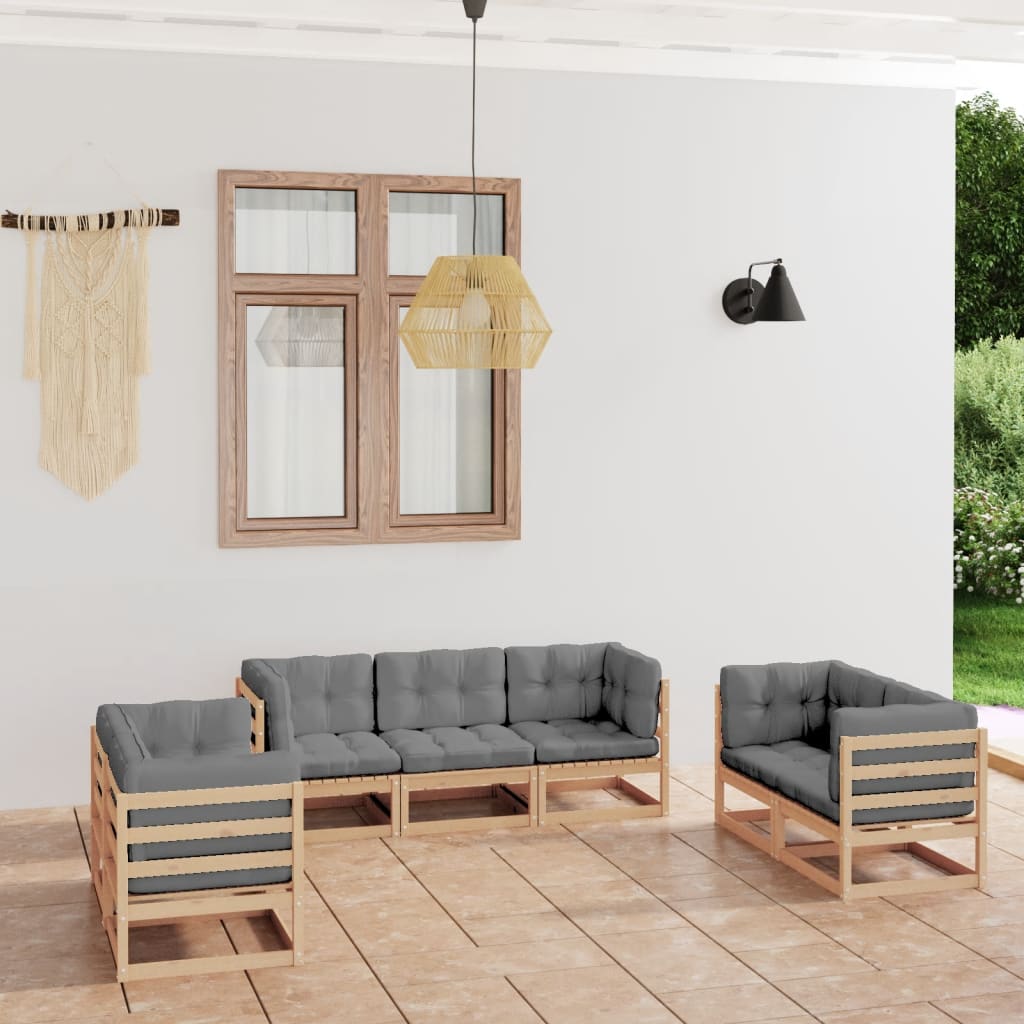 vidaXL 7-tlg. Garten-Lounge-Set Massivholz Kiefer