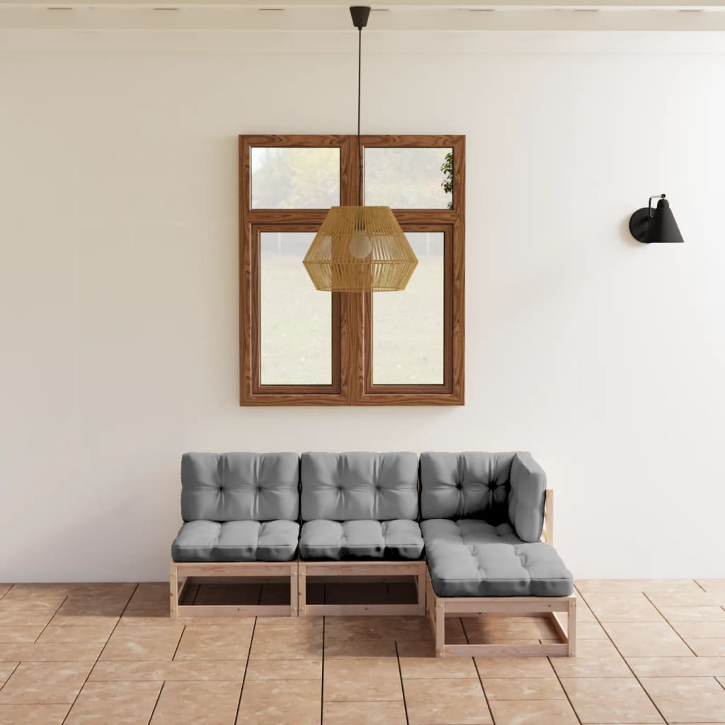 vidaXL 4-tlg. Garten-Lounge-Set Massivholz Kiefer