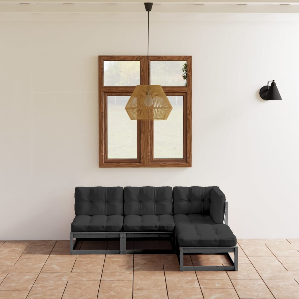vidaXL 4-tlg. Garten-Lounge-Set Massivholz Kiefer