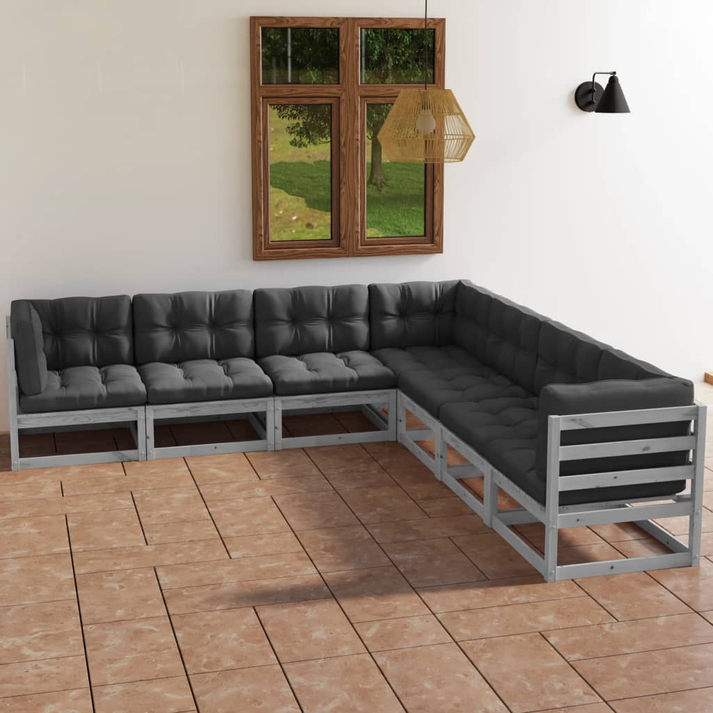 vidaXL 7-tlg. Garten-Lounge-Set mit Kissen Kiefer Massivholz