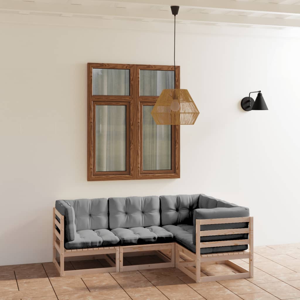 vidaXL 4-tlg. Garten-Lounge-Set Massivholz Kiefer