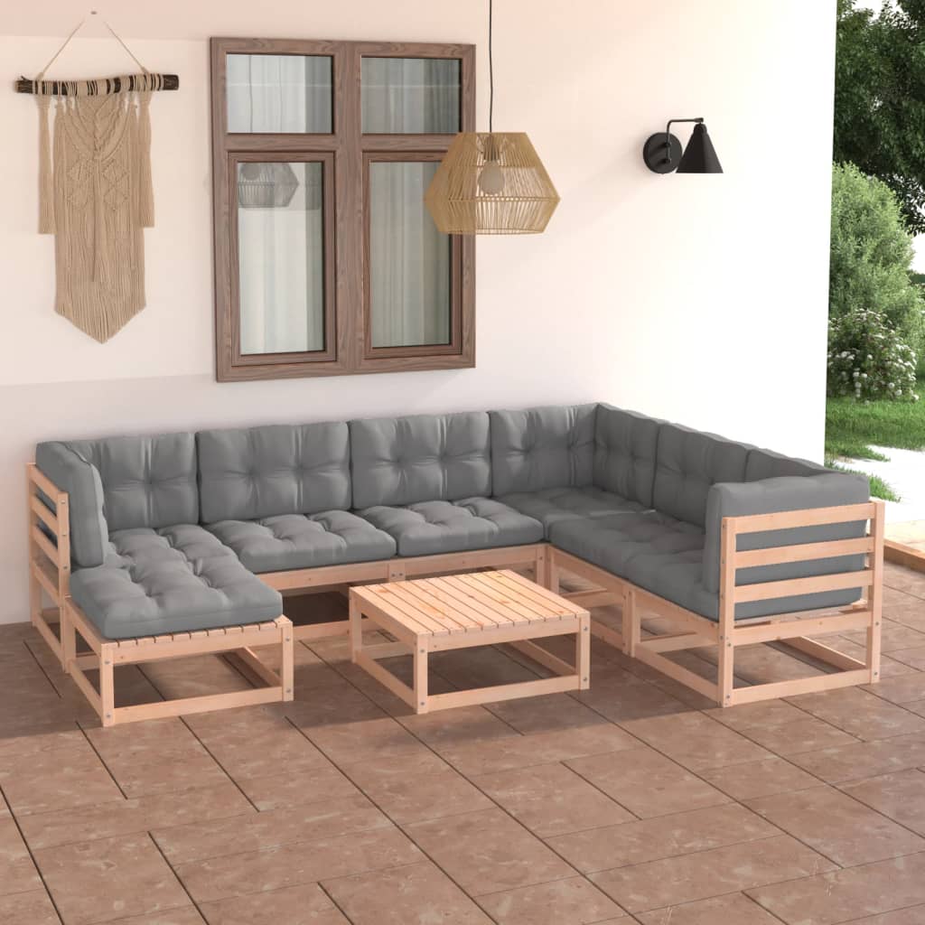 8-tlg. Garten-Lounge-Set Massivholz Kiefer