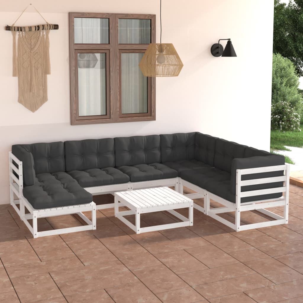 8-tlg. Garten-Lounge-Set Massivholz Kiefer
