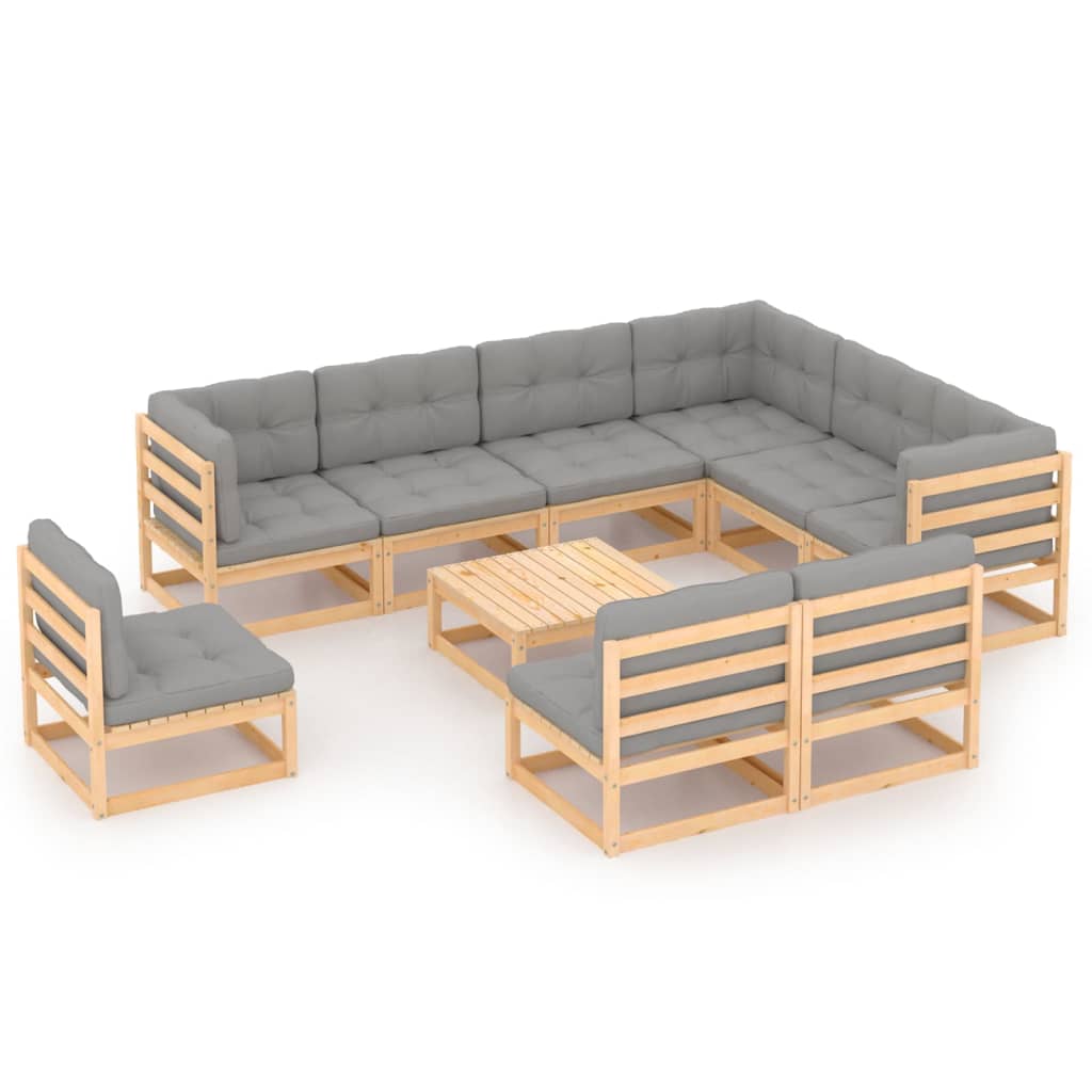 vidaXL 10-tlg. Garten-Lounge-Set Honigbraun Massivholz Kiefer