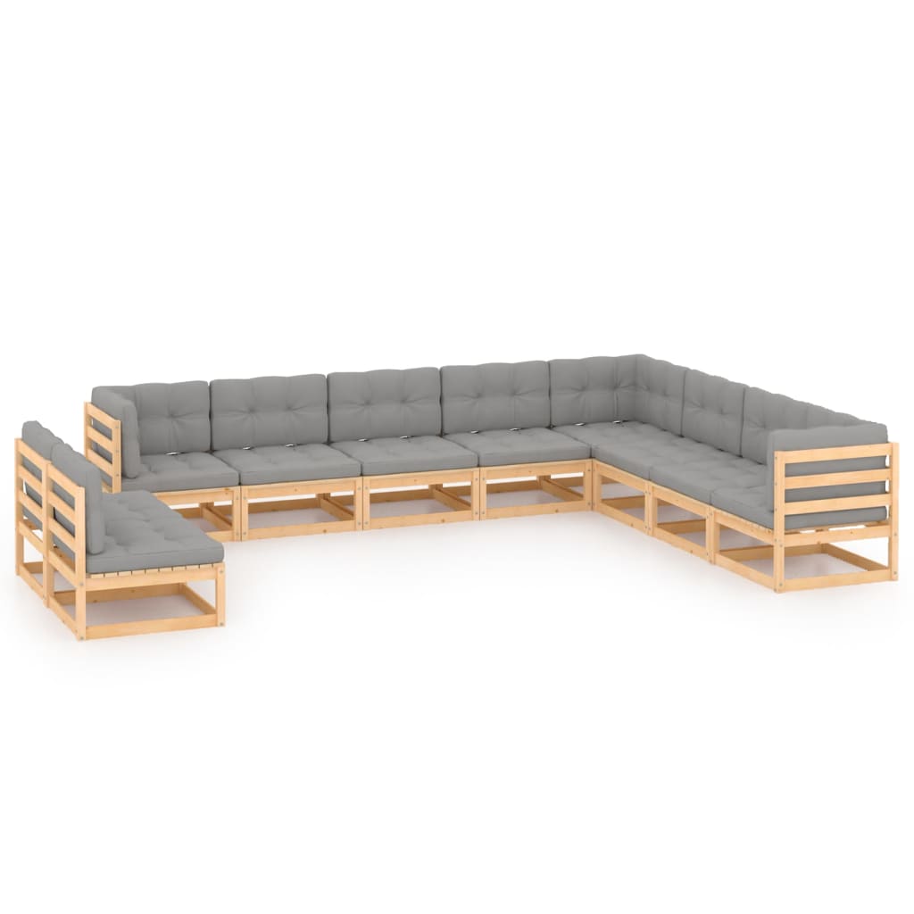vidaXL 10-tlg. Garten-Lounge-Set Honigbraun Massivholz Kiefer