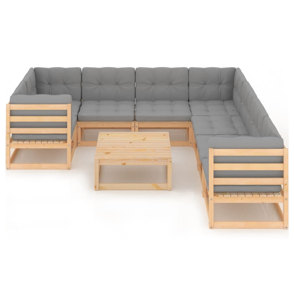 vidaXL 9-tlg. Garten-Lounge-Set Massivholz Kiefer