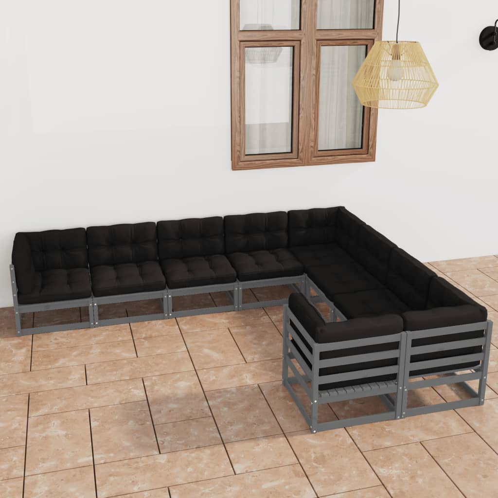 vidaXL 9-tlg. Garten-Lounge-Set Massivholz Kiefer