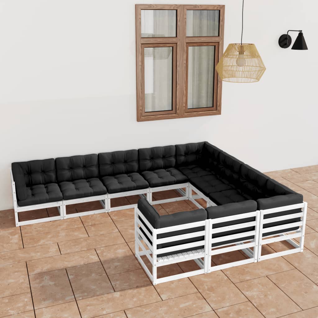 vidaXL 10-tlg. Garten-Lounge-Set Massivholz Kiefer