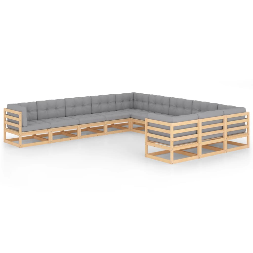 vidaXL 11-tlg. Garten-Lounge-Set Massivholz Kiefer