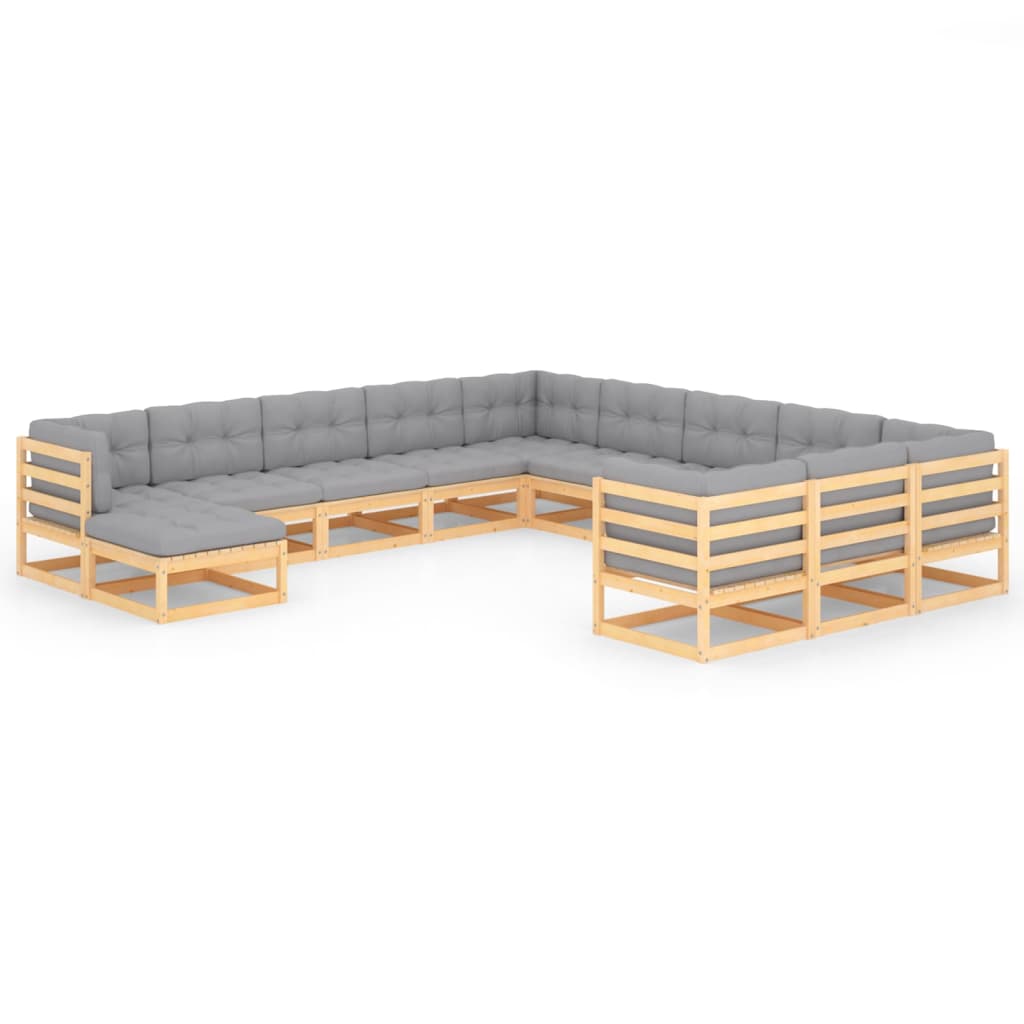 vidaXL 12-tlg. Garten-Lounge-Set Massivholz Kiefer