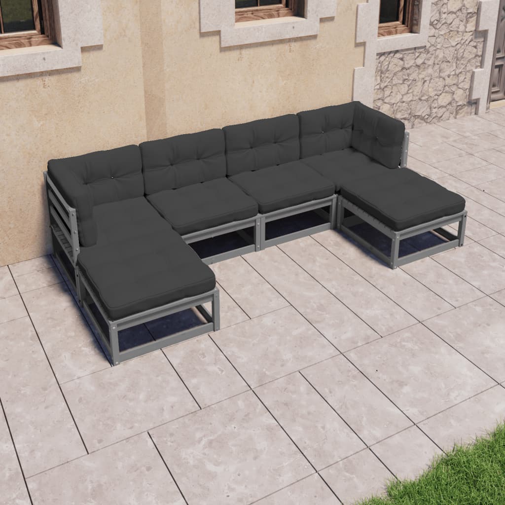 vidaXL 6-tlg. Garten-Lounge-Set Massivholz Kiefer