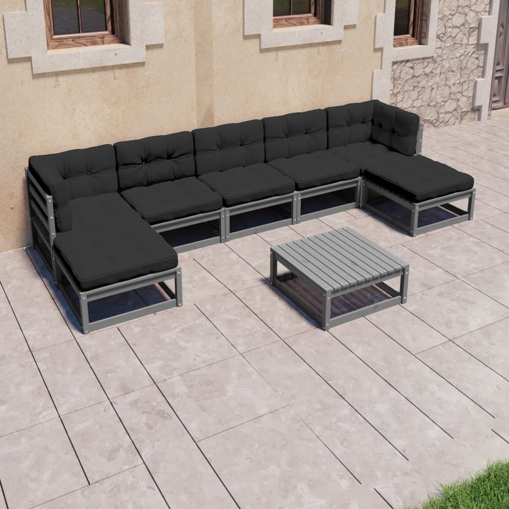 vidaXL 8-tlg. Garten-Lounge-Set Massivholz Kiefer