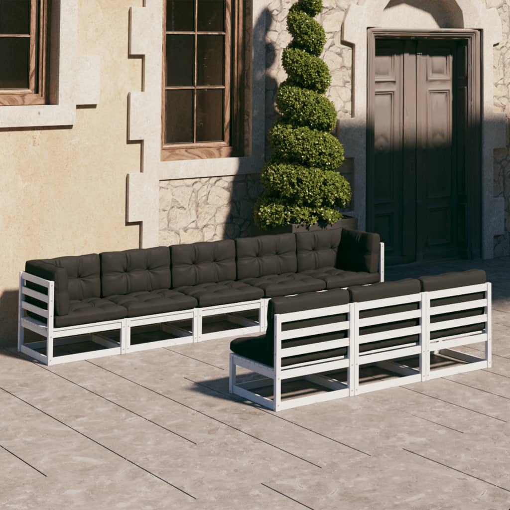 vidaXL 8-tlg. Garten-Lounge-Set mit Kissen Massivholz Kiefer