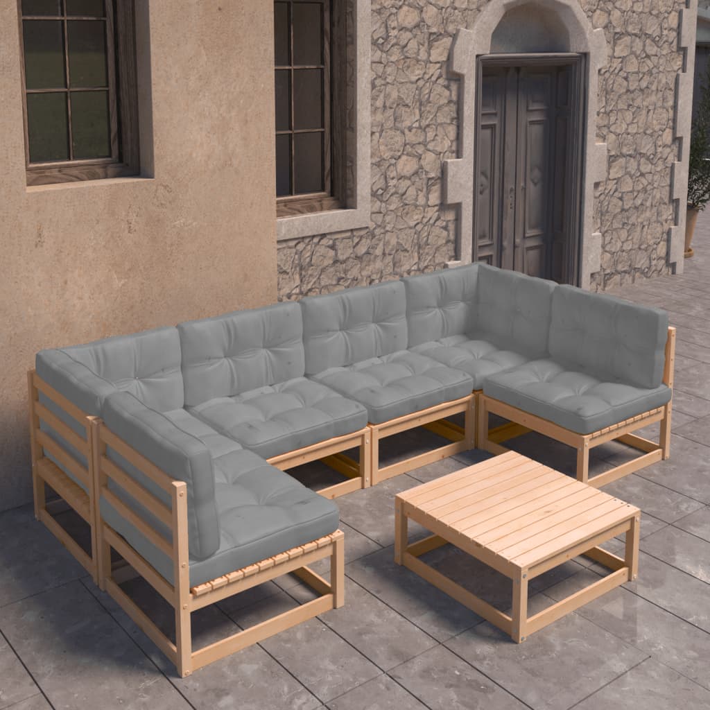vidaXL 7-tlg. Garten-Lounge-Set Massivholz Kiefer